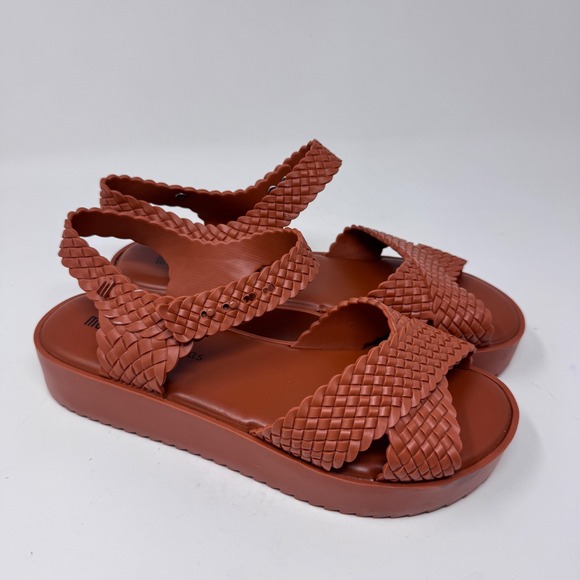 Melissa Salinas Woven Platform Sandals Ankle Strap Buckle Rust Casual Shoes - Picture 1 of 12